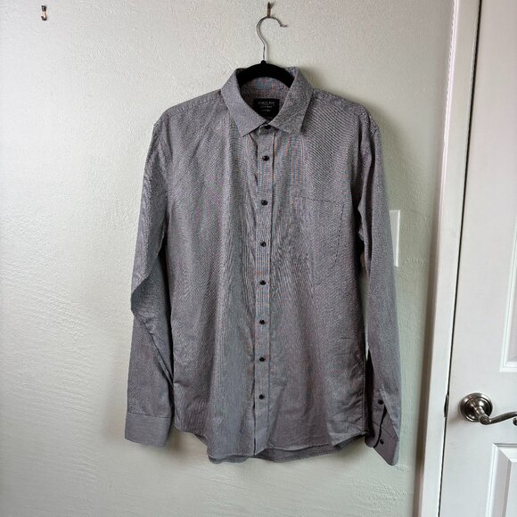 Nordstrom Shirt Men's Button Down Long Sleeve Micro-Check Non-Iron Trim Fit 16 - Picture 1 of 8